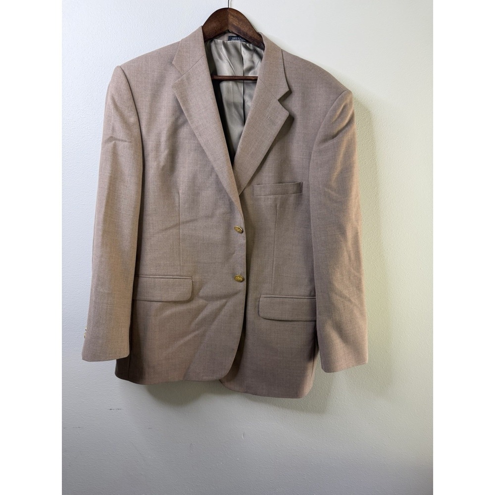 Stafford 42S Sport Coat Blazer Tan Wool Gold Buttons